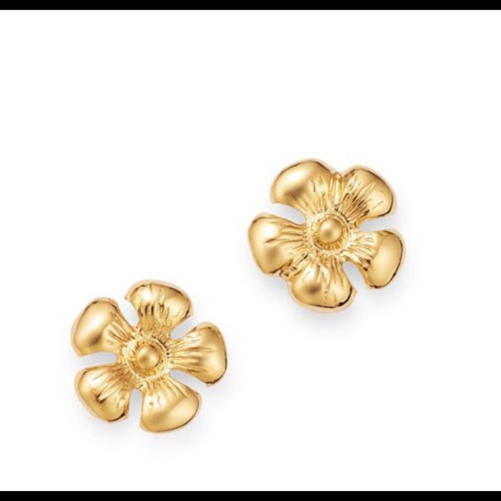 14K Yellow Gold Stud Earrings Shaped in a Daisy - Picture 4 of 5